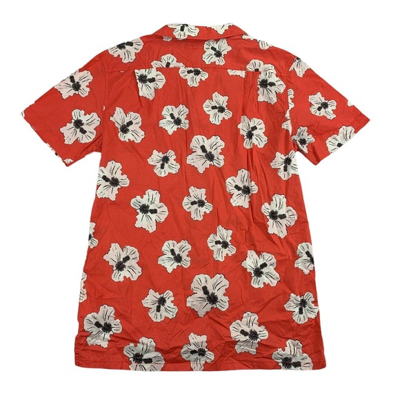 REEF Mens Townley Woven Floral Short Sleeve Button Down Shirt Red S - Picture 3 of 4